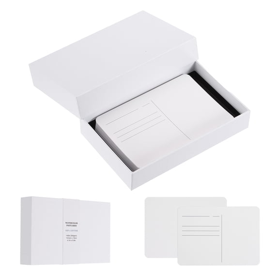 Uxcell 40Sheets Watercolor Postcards, 100% Cotton 4"x6" Watercolor Paper Blank Postcard W White Cap White Waistband Cold Pressedfor Mailing Painting Invitations Cards(140lb/300gsm) White