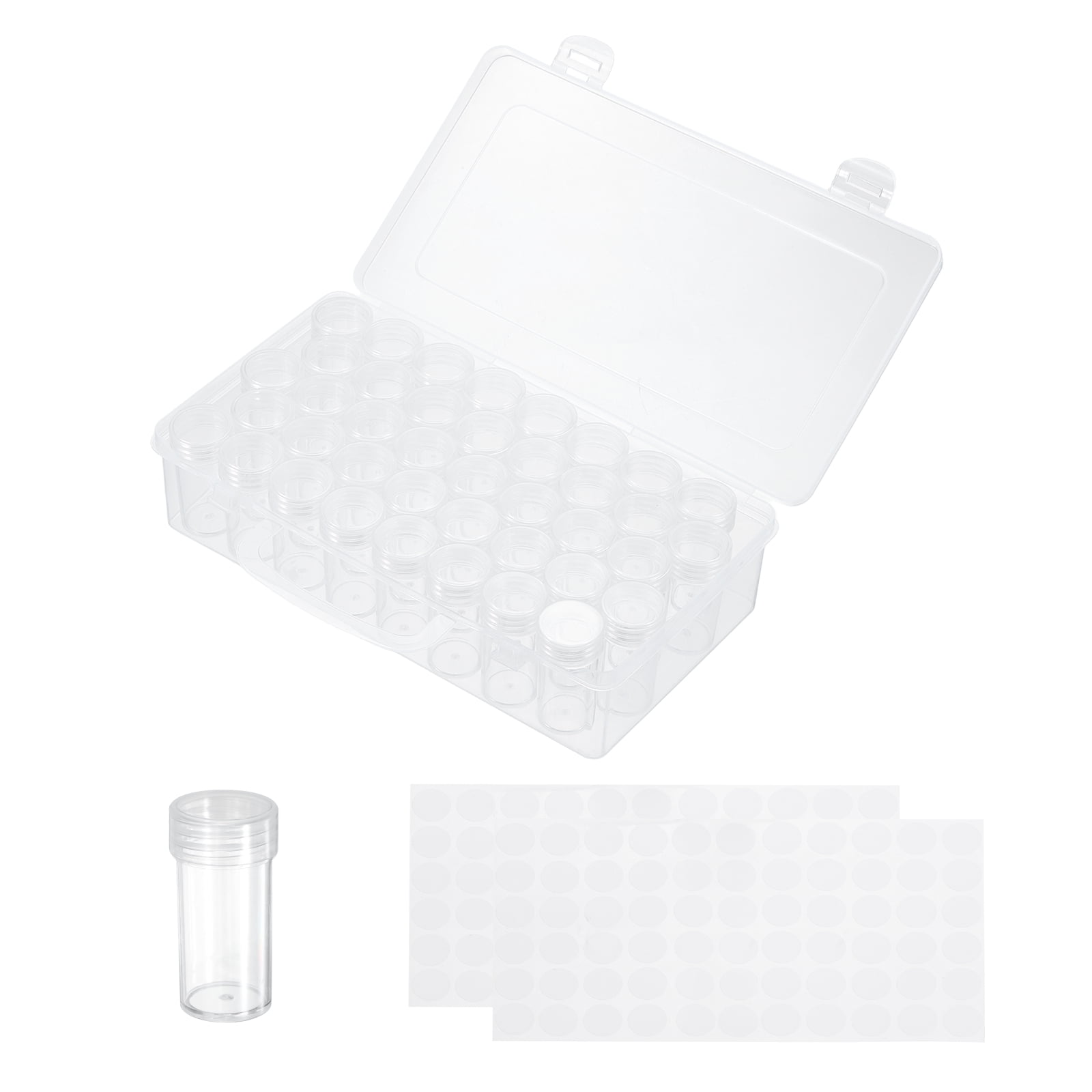 Uxcell 40 Slots Diamond Art Storage Containers, Clear Plastic Diamond Art Painting Beads Organizer Case Accessories with Labels for Jewelry Nail Crafts Rhinestones, 8.8x4.8x2.2inch