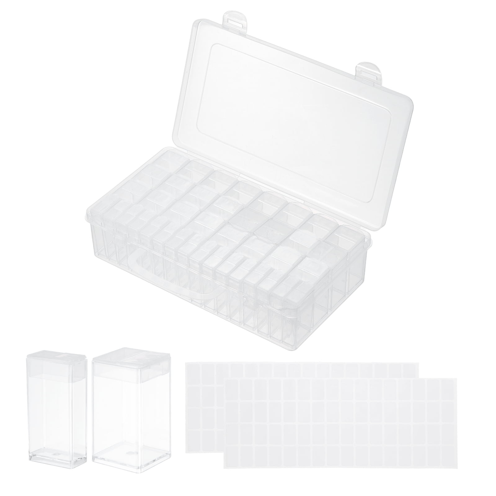 Uxcell 40 Slots Diamond Art Storage Containers, Clear Plastic Diamond Art Painting Beads Organizer Case Accessories with Labels for Jewelry Nail Crafts Rhinestones, 8.4x4.4x2.1inch