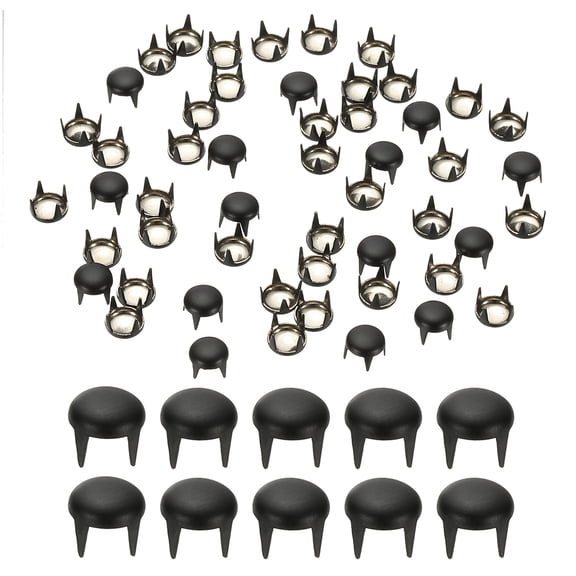 Uxcell 6mm Metal Studs Spots 100Pcs Round Dome Claw Beads Nailhead Rivets Spike Studs for Leather Craft Clothes Belt Bag Shoes, Black