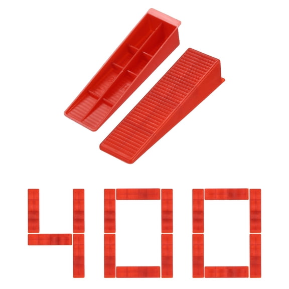 Uxcell 400 PCS Tile Leveling System Reusable Wedges, Tile Leveling Spacers for Ceramic Wall Installation and Stone Installation, Red