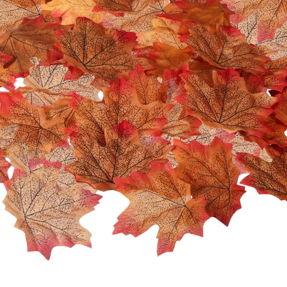 Uxcell 400 Pack Fall Leaves 3.3 Inch Colored Mixed Fake Leaves Artificial Maple Leaf Decorations for Halloween Thanksgiving Day Wedding Party Craft Prop Holiday, Brown