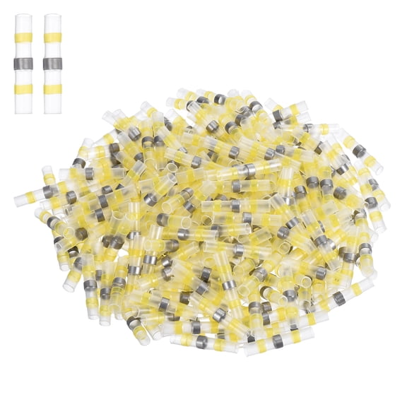 Uxcell 400 Pack Heat Shrink Wire Connectors, 12-10 AWG Waterproof Insulated Self Soldering Seal Butt Connector for Automotive Marine Boat Truck Electrical, Yellow