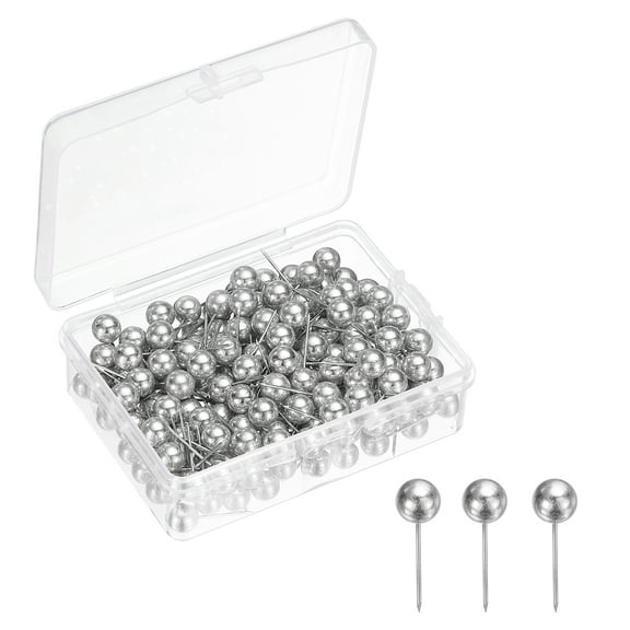 Uxcell 400 Pcs Push Pins, Map Thumb Tacks 6mm Round Head Decorative Push Pins for Bulletin Board Home Office Travel Wall DIY Crafts Map Photo, Silver