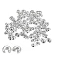 thumbnail image 1 of Uxcell 400 Pack 4mm Crimp Beads Covers Round Open Beads End Tips Silver, 1 of 5