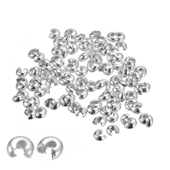 Uxcell 400 Pack 4mm Crimp Beads Covers Round Open Beads End Tips Silver