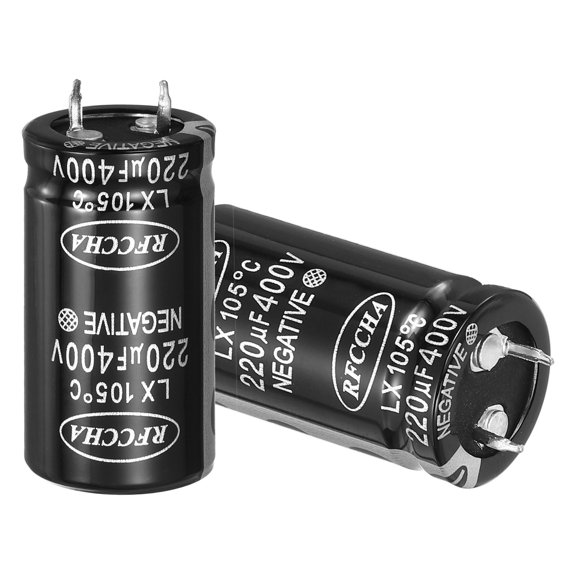 Uxcell 400V 220uF Snap in Electrolytic Capacitor, 2 pcs 2 Pin Audio Amplifier Aluminum Electrolytic Capacitor for Filter Audio Smart Home Appliances(Black,41.5x22mm)