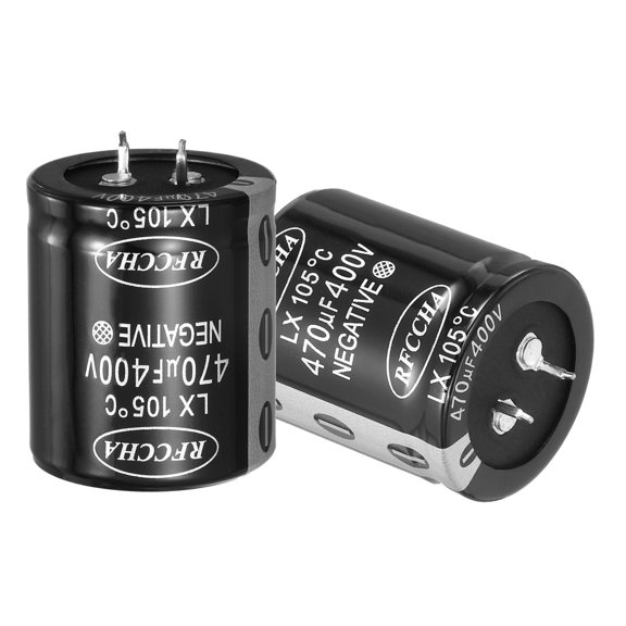 Uxcell 400V 470uF Snap in Electrolytic Capacitor, 2 pcs 2 Pin Audio Amplifier Aluminum Electrolytic Capacitor for Filter Audio Smart Home Appliances(Black,42x35mm)