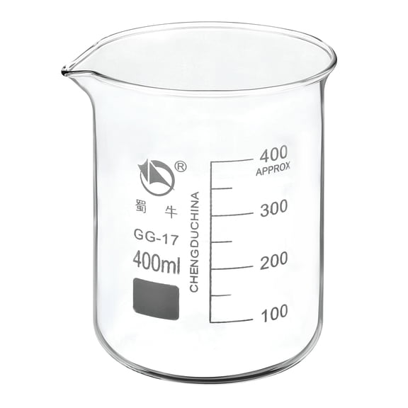 Uxcell 400ml Low Form Glass Beaker, 3.3 Borosilicate Graduated Lab Measuring Cups