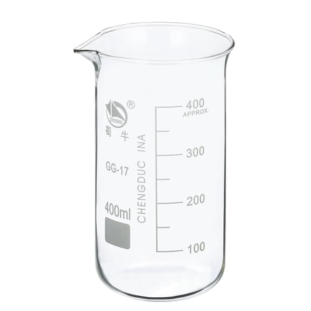 Uxcell 400ml Tall Form Glass Beaker, 3.3 Borosilicate Graduated Lab Measuring Cups