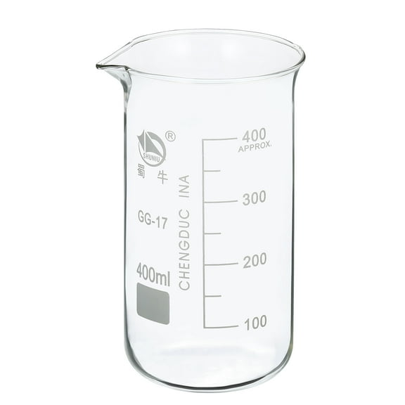 Uxcell 400ml Tall Form Glass Beaker, 3.3 Borosilicate Graduated Lab Measuring Cups