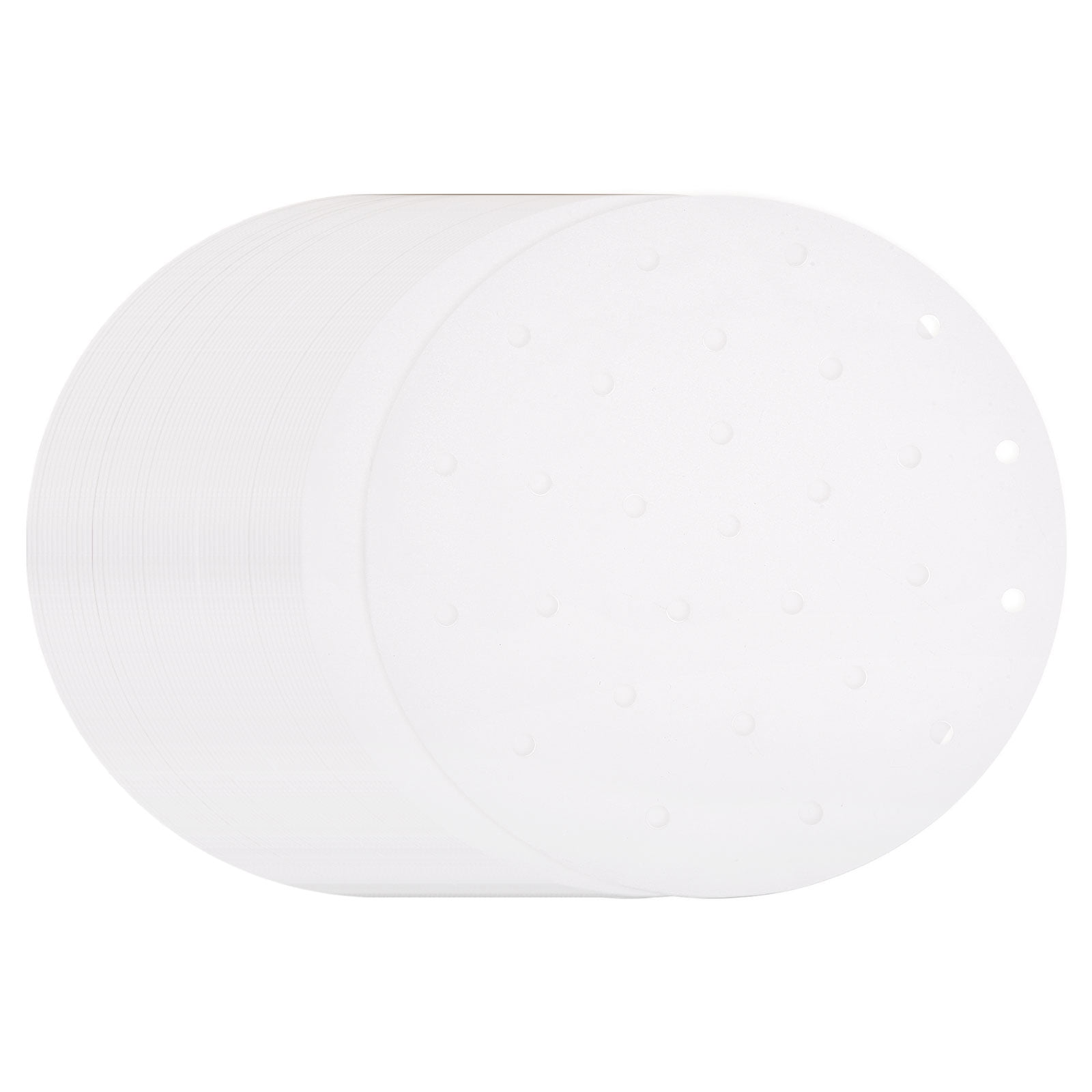 Uxcell 400pcs Air Fryer Liners 8.7 Inch Round Bamboo Steamer Liners with Holes Non-Stick Perforated Parchment Paper Sheets Disposable Steamer Paper for Air Fryers Steaming Basket, White