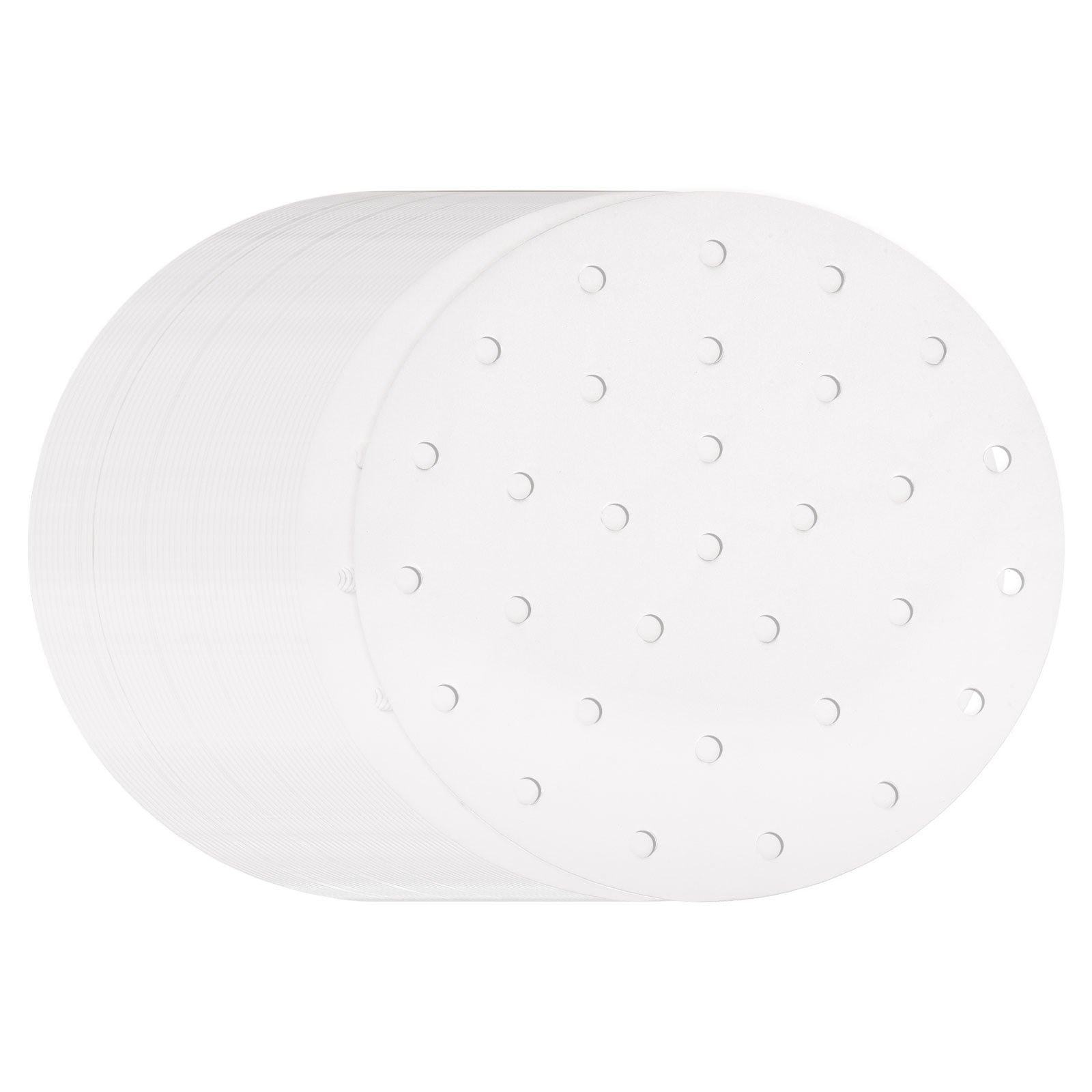 Uxcell 400pcs Air Fryer Liners 8 Inch Round Bamboo Steamer Liners with Holes Non-Stick Perforated Parchment Paper Sheets Disposable Steamer Paper for Air Fryers Steaming Basket, White