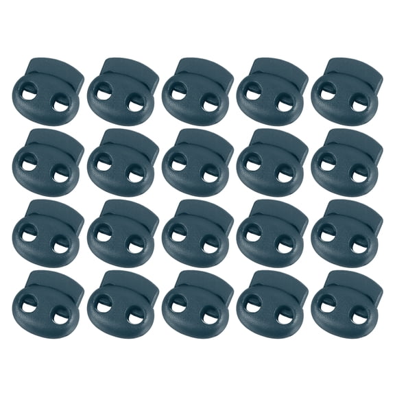 Uxcell 40Pack 5mm Plastic Cord Locks Double Hole Spring Toggle Stopper, Navy Blue