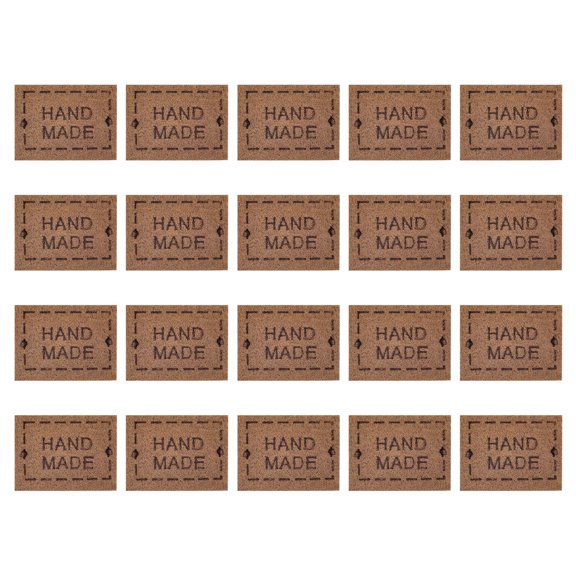 Uxcell 40Pack Microfiber Handmade Leather Label Sewing Embossed Crochet Tags, Coffee