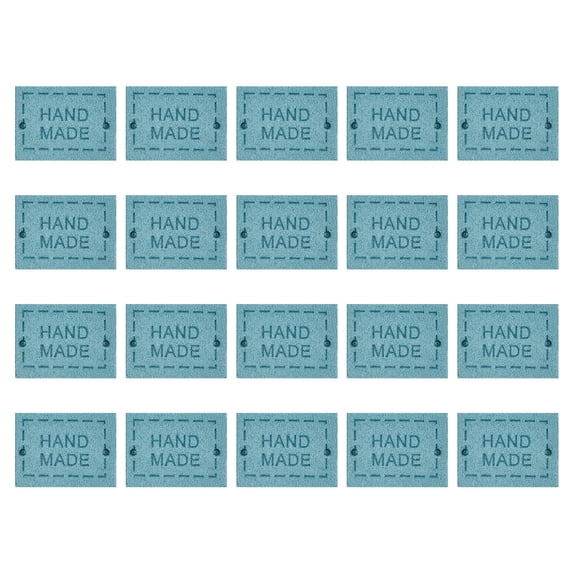 Uxcell 40Pack Microfiber Handmade Leather Label Sewing Embossed Crochet Tags, Lake Blue