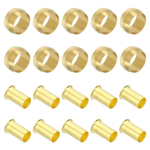 Uxcell 40Pcs 10mm ID x 10mm OD Hose Tube Brass Ferrule Brass Compression Insert Fitting Assortment Kit