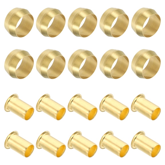 Uxcell 40Pcs 12mm ID x 12mm OD Hose Tube Brass Ferrule Brass Compression Insert Fitting Assortment Kit