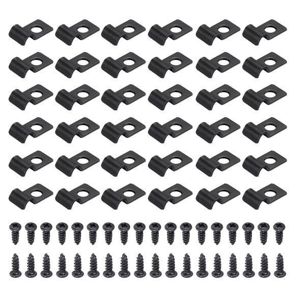 Uxcell 40Pcs 4mm(3/16") One Hole Pipe Strap, Rigid U Brackets Conduit Clamp Heavy Duty Carbon Steel Pipe Strap Clip with Self-Tapping Screws for Fixing Tube Cable Wire Cord, Black