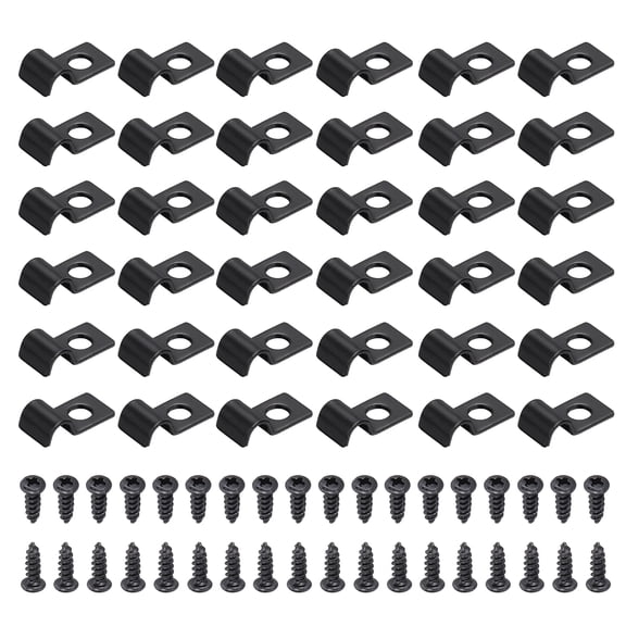 Uxcell 40Pcs 5mm(3/16") One Hole Pipe Strap, Rigid U Brackets Conduit Clamp Heavy Duty Carbon Steel Pipe Strap Clip with Self-Tapping Screws for Fixing Tube Cable Wire Cord, Black