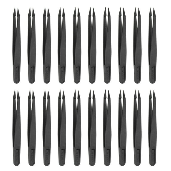 Uxcell 40Pcs 93302 Precision Plastic Tweezers Kit 120mm Anti-static Pointed Head Craft Tweezers Set