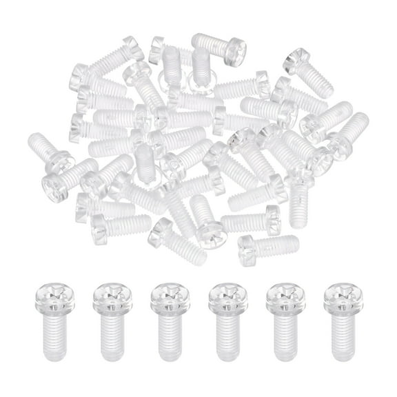 Uxcell 40Pcs Clear Acrylic Screws, M5x12mm PC Plastic Phillips Round Head Bolts