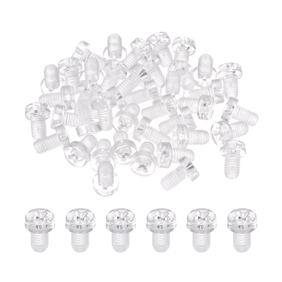 Uxcell 40Pcs Clear Acrylic Screws, M5x8mm PC Plastic Phillips Round Head Bolts
