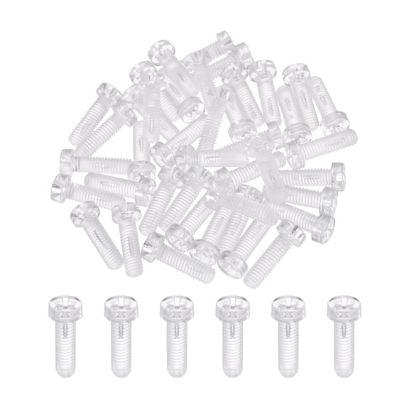 Uxcell 40Pcs Clear Acrylic Screws, M6x20mm PC Plastic Phillips Round Head Bolts