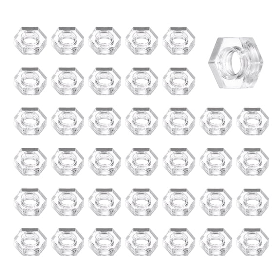 Uxcell 40Pcs Clear Hex Nuts Assortment, M2.5 Fine Thread Hex Machine Screw Nuts
