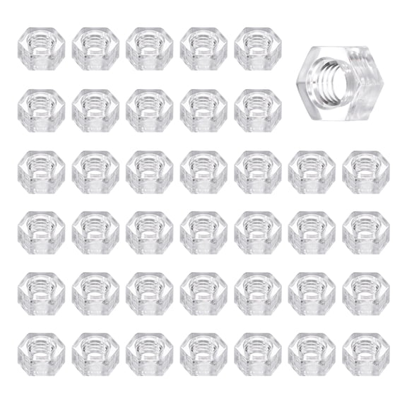 Uxcell 40Pcs Clear Hex Nuts Assortment, M4 Fine Thread Hex Machine Screw Nuts