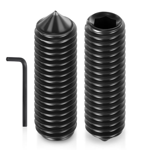 Uxcell 40Pcs Cone Point Socket Set Screws - [M5-0.8x16mm] Carbon Steel - Black Oxide Finish Hex Socket Grub Set Screws with Hex Key Wrench for Door Knobs, Pulleys & Tool Handles