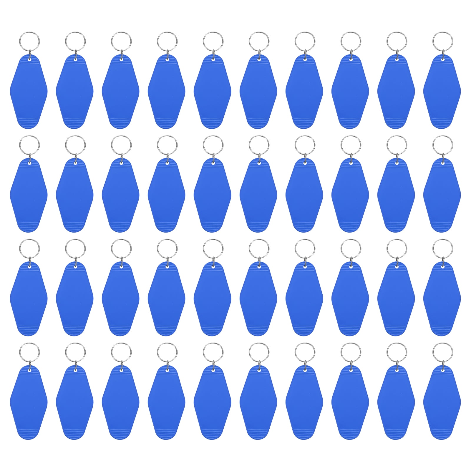 Uxcell 40Pcs Hotel Keychains Blank, Vintage Plastic Rhombus Motel Keychains Hotel Key Tags Key Rings, Deep Blue