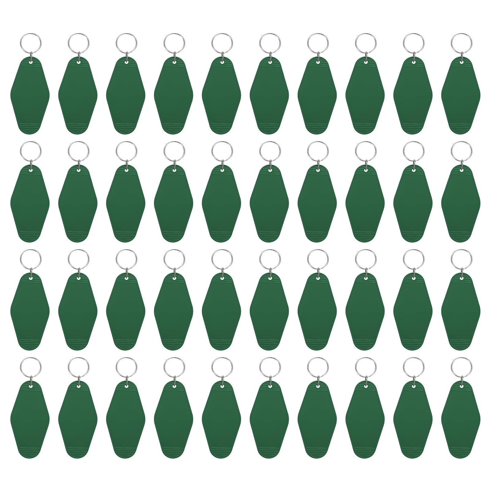 Uxcell 40Pcs Hotel Keychains Blank, Vintage Plastic Rhombus Motel Keychains Hotel Key Tags Key Rings, Deep Green