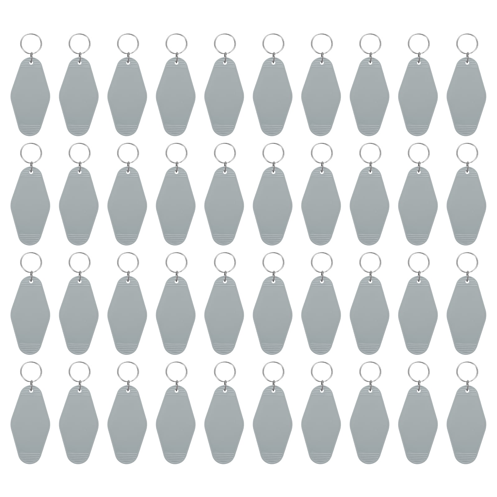 Uxcell 40Pcs Hotel Keychains Blank, Vintage Plastic Rhombus Motel Keychains Hotel Key Tags Key Rings, Grey