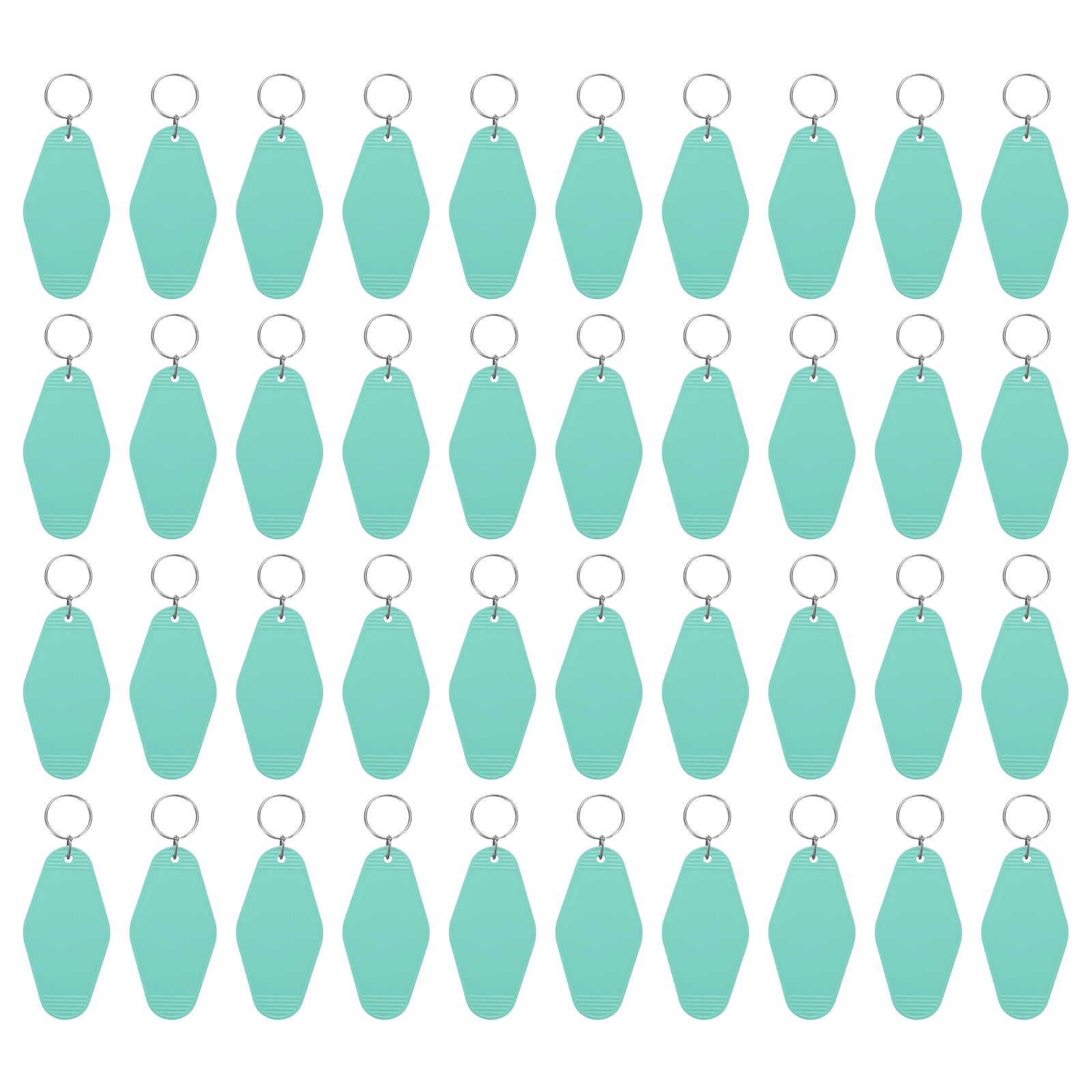 Uxcell 40Pcs Hotel Keychains Blank, Vintage Plastic Rhombus Motel Keychains Hotel Key Tags Key Rings, Light Blue