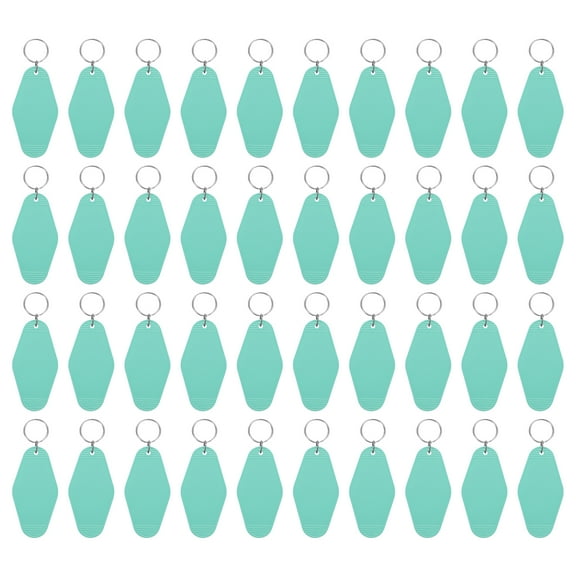 Uxcell 40Pcs Hotel Keychains Blank, Vintage Plastic Rhombus Motel Keychains Hotel Key Tags Key Rings, Light Blue