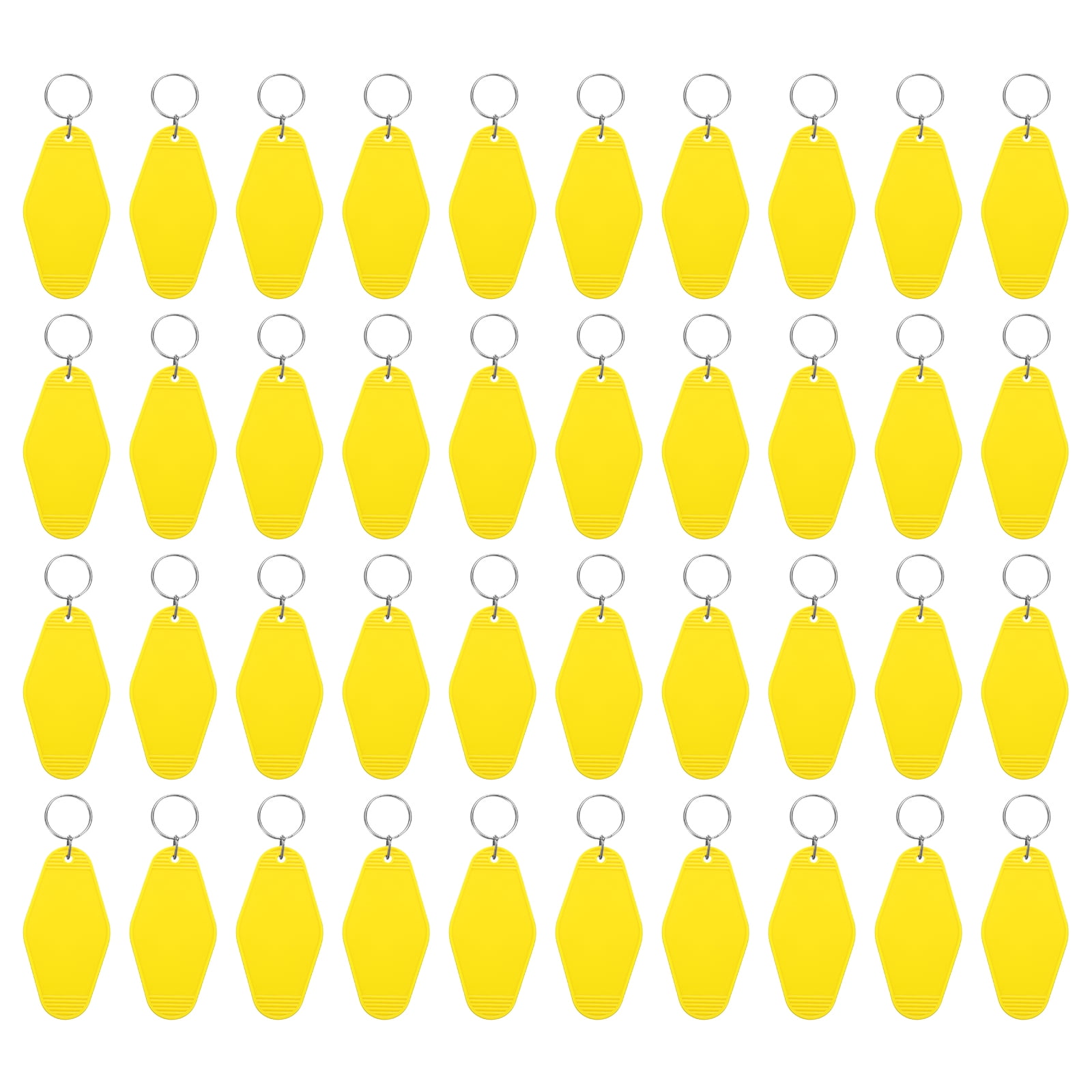 Uxcell 40Pcs Hotel Keychains Blank, Vintage Plastic Rhombus Motel Keychains Hotel Key Tags Key Rings, Yellow