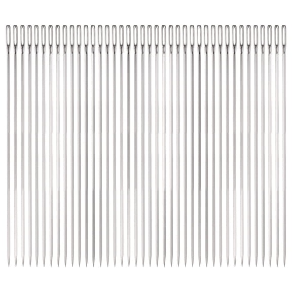 Uxcell 40Pcs Large Eye Sewing Needles 4.92in Leather Needle Embroidery Long Straight Hand Needles Stainless Steel
