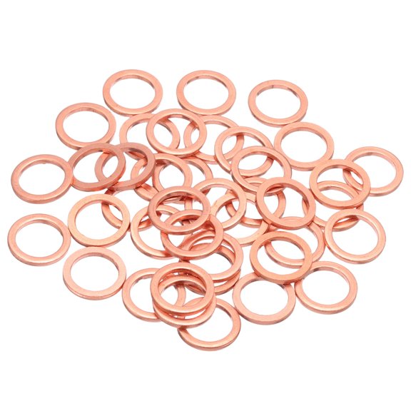 Uxcell Flat Copper Washers, Copper Upgraded Gasket Metric Sealing Washers for Hydraulic Fittings 10x14x1.5mm