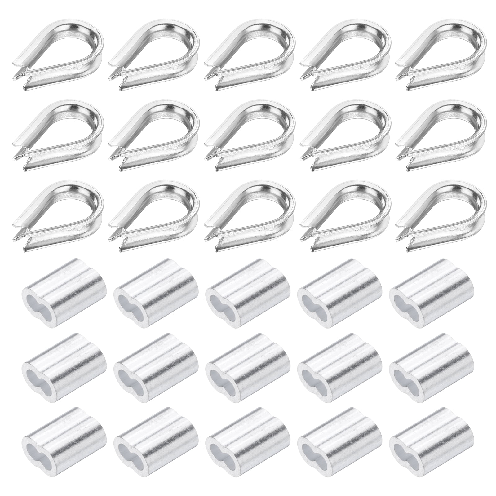 Uxcell 40Pcs M2(2mm) Wire Rope Cable Clamp Thimble and Crimping Loop ...