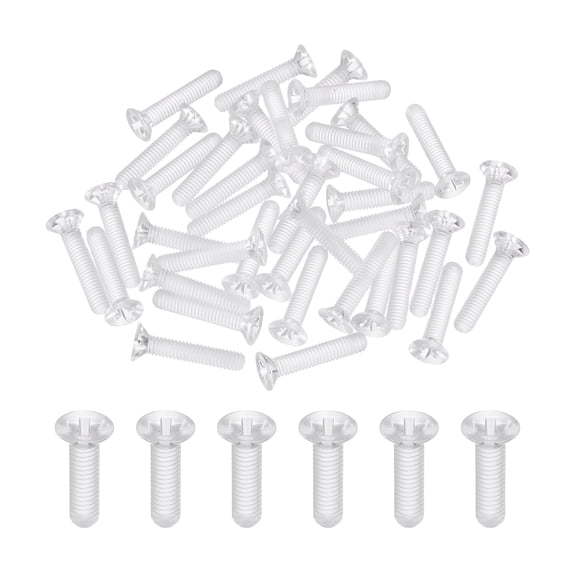 Uxcell 40Pcs M3x12mm Plastic Phillips Machine Screws, Insulated PC Countersunk Screws