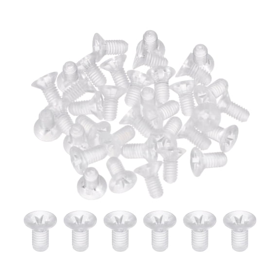 Uxcell 40Pcs M3x6mm Plastic Phillips Machine Screws, Insulated PC Countersunk Screws