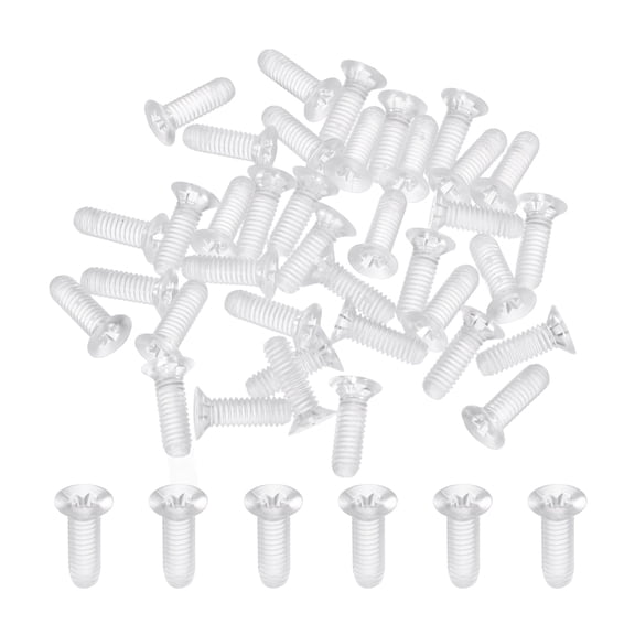 Uxcell 40Pcs M4x12mm Plastic Phillips Machine Screws, Insulated PC Countersunk Screws