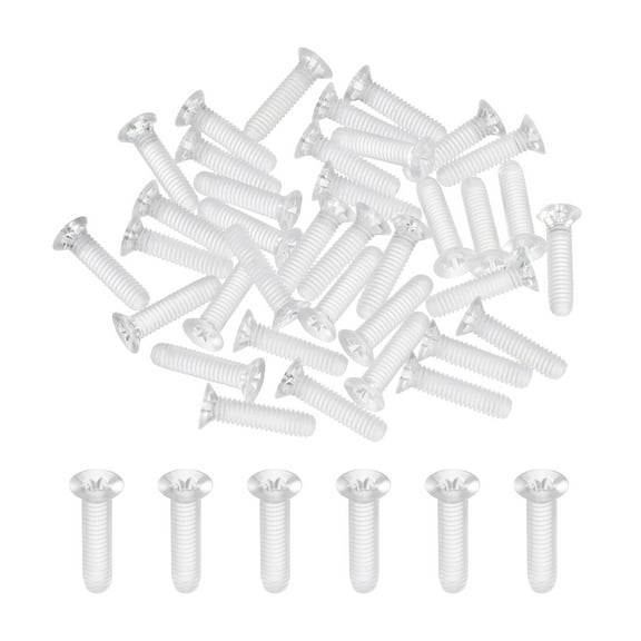 Uxcell 40Pcs M4x16mm Plastic Phillips Machine Screws, Insulated PC Countersunk Screws