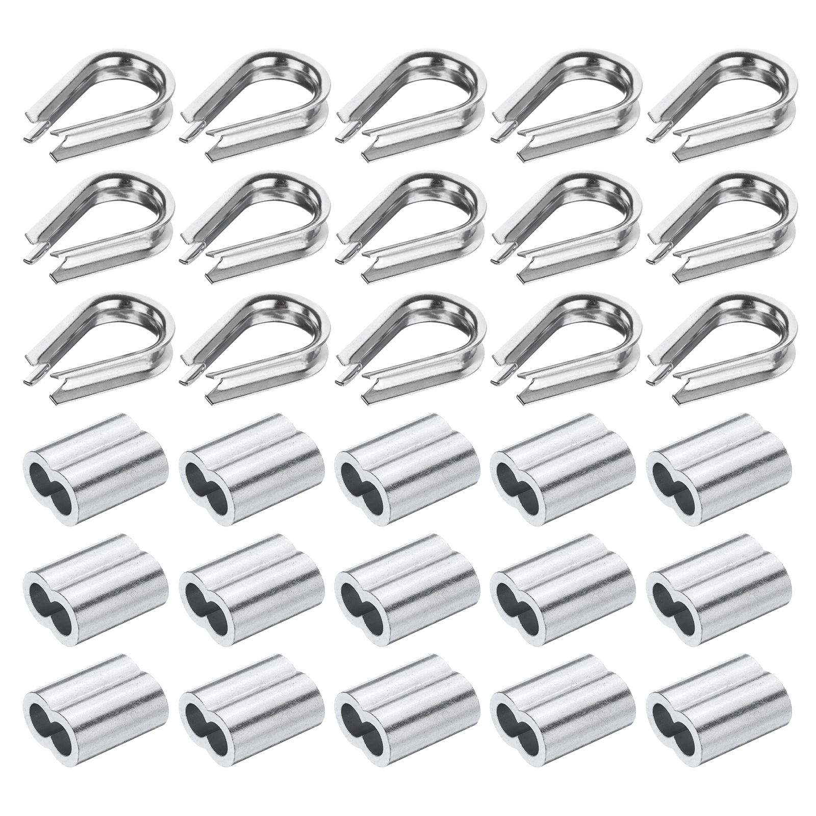 Uxcell 40Pcs M6(6mm) Wire Rope Cable Clamp Thimble and Crimping Loop ...