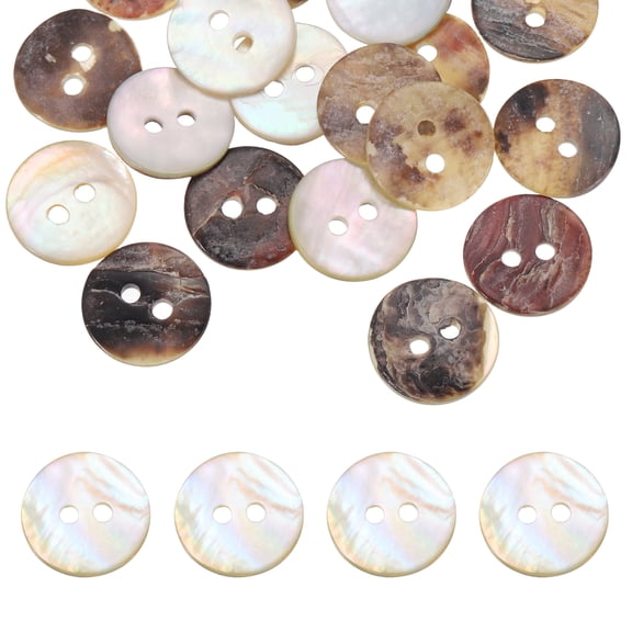 Uxcell 40Pcs Round Natural Shell Buttons,11.5mm 2 Holes Mother of Pearl Craft Seashell Sewing Buttons for Clothes Shirts Dresses Sewing DIY Craft Making, Dark Grey