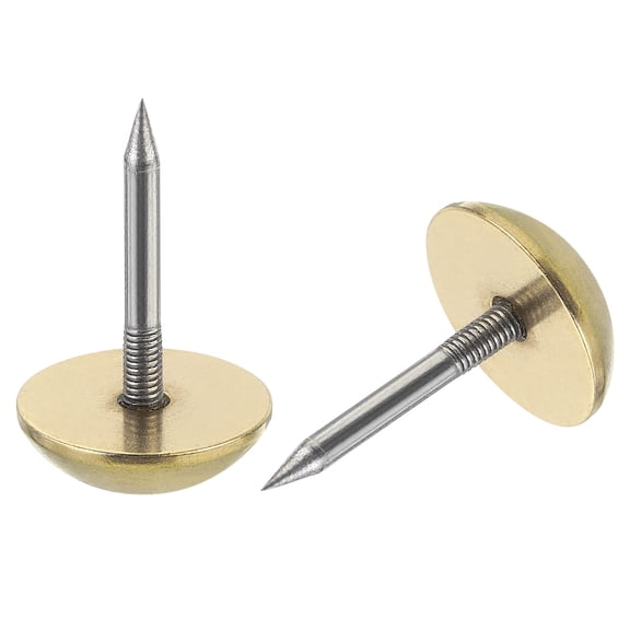 Uxcell 40Pcs Solid Brass Tacks, 18 mm Retro Upholstery Nails Tack for Furniture Decorative Push Pins, Gold