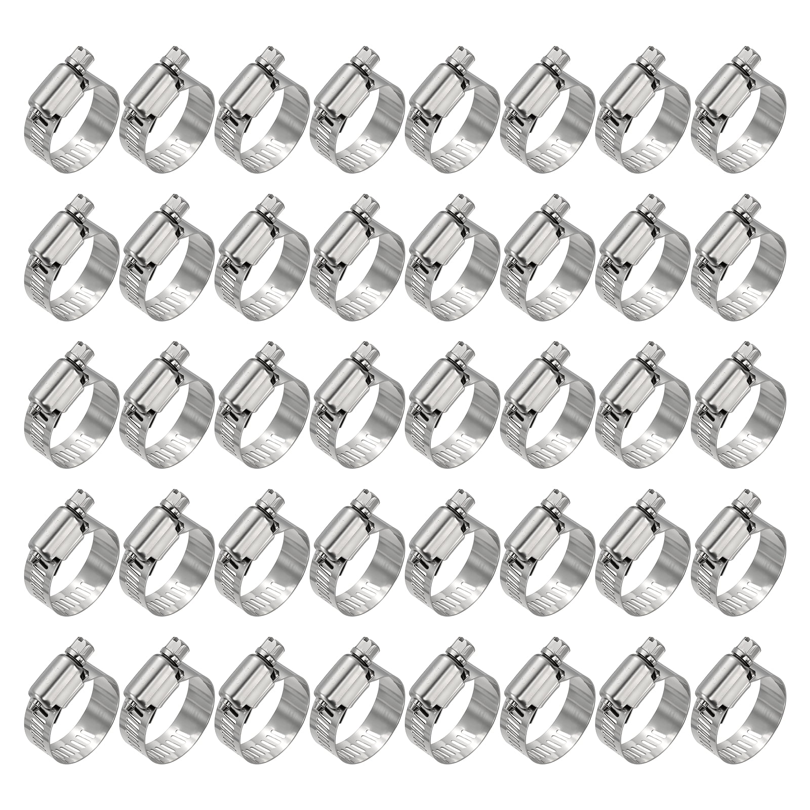 Uxcell 40Pcs Stainless Steel Hose Clamps, Adjustable 1-1/9" to 2" (27-51mm) Heavy Duty Worm Gear Hose Clamp Assortment Kit, Metal Fuel Line Clamping for Radiator, Dryer Vent