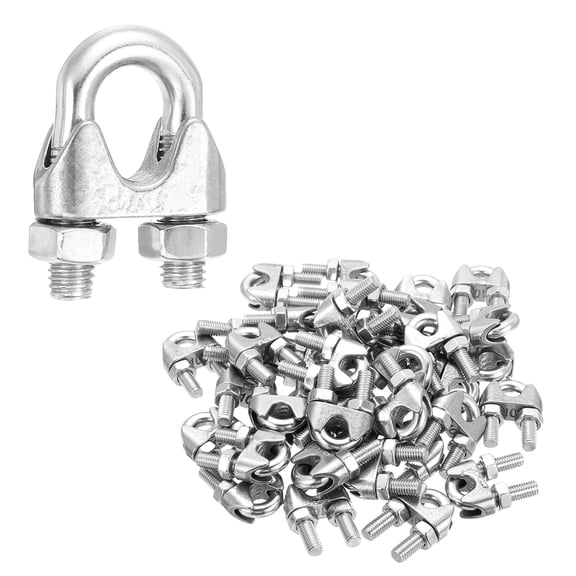 Uxcell 40Pcs M10 Wire Rope Clamps 3/8" 304 Stainless Steel Cable Clip Clamp