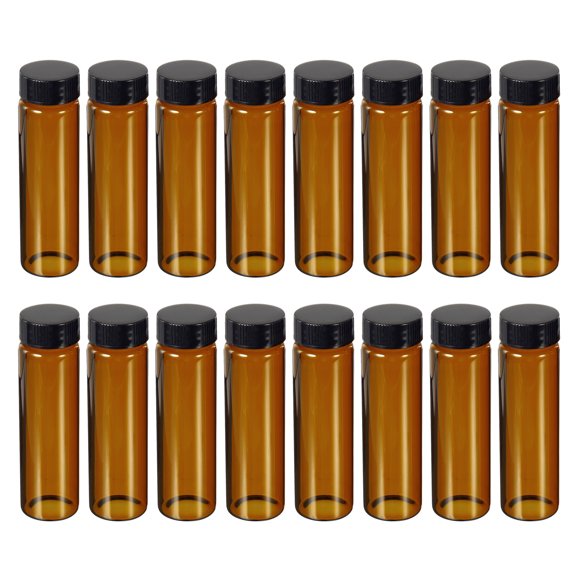 Uxcell 40mL Glass Vials with Screw Caps Liquid Sample Vial Storage for Laboratory and Home Amber 16 Pcs